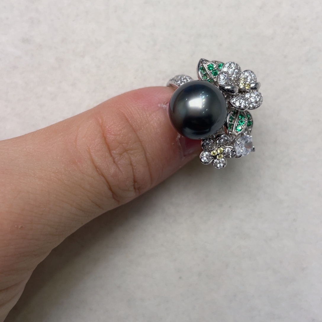 戒指银S925镶嵌海水珍珠