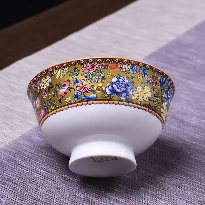 （单个装）金地万花珐琅彩米饭碗