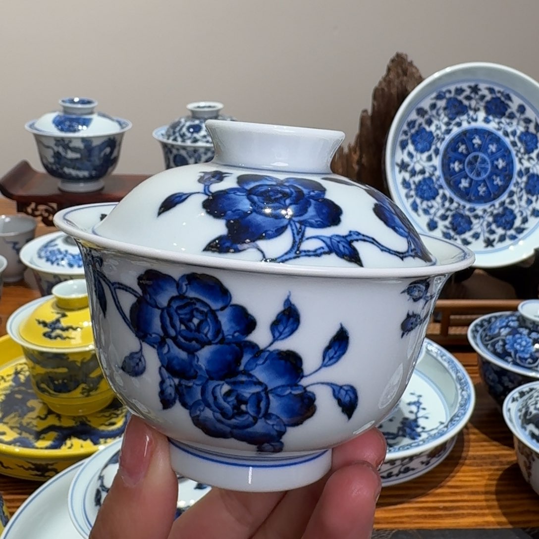 摆件景德镇雯华堂盖碗