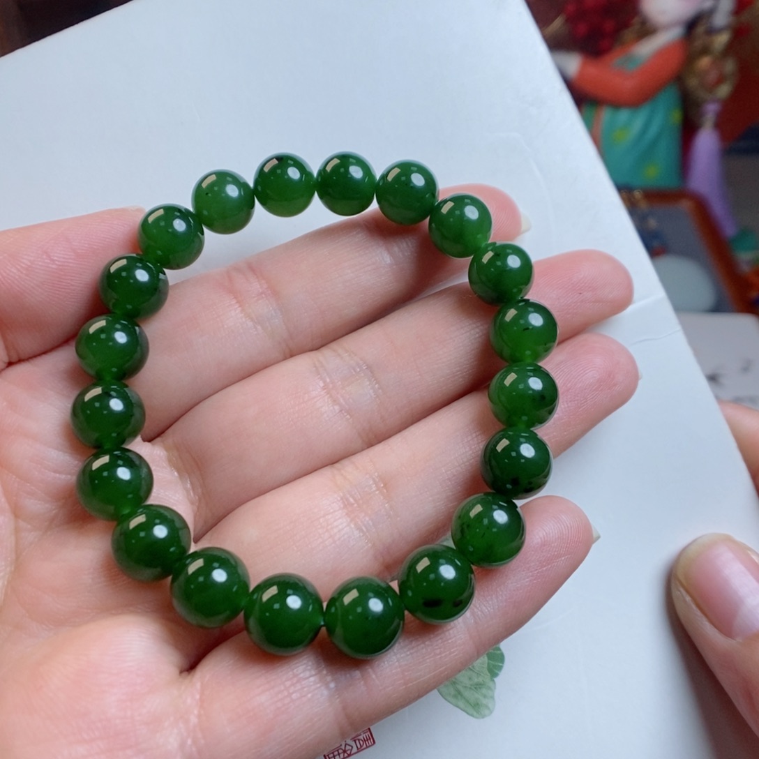 和田玉手链未镶嵌7号矿碧玉红皮老料