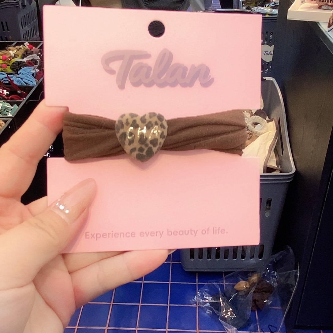 布艺铁合金爱心豹纹面膜头绳