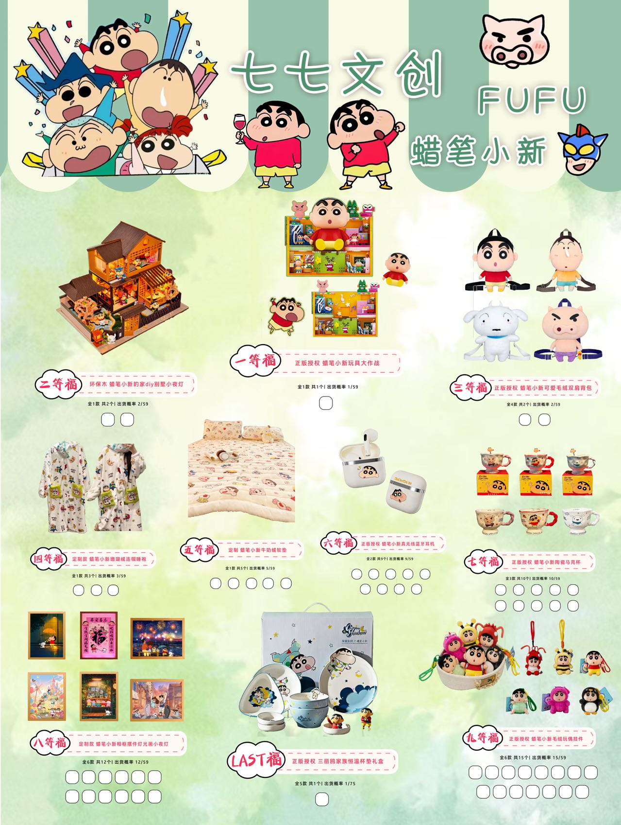 【拆盒】《七七文创》蜡笔小新第一弹福赏盲盒（K代拆）