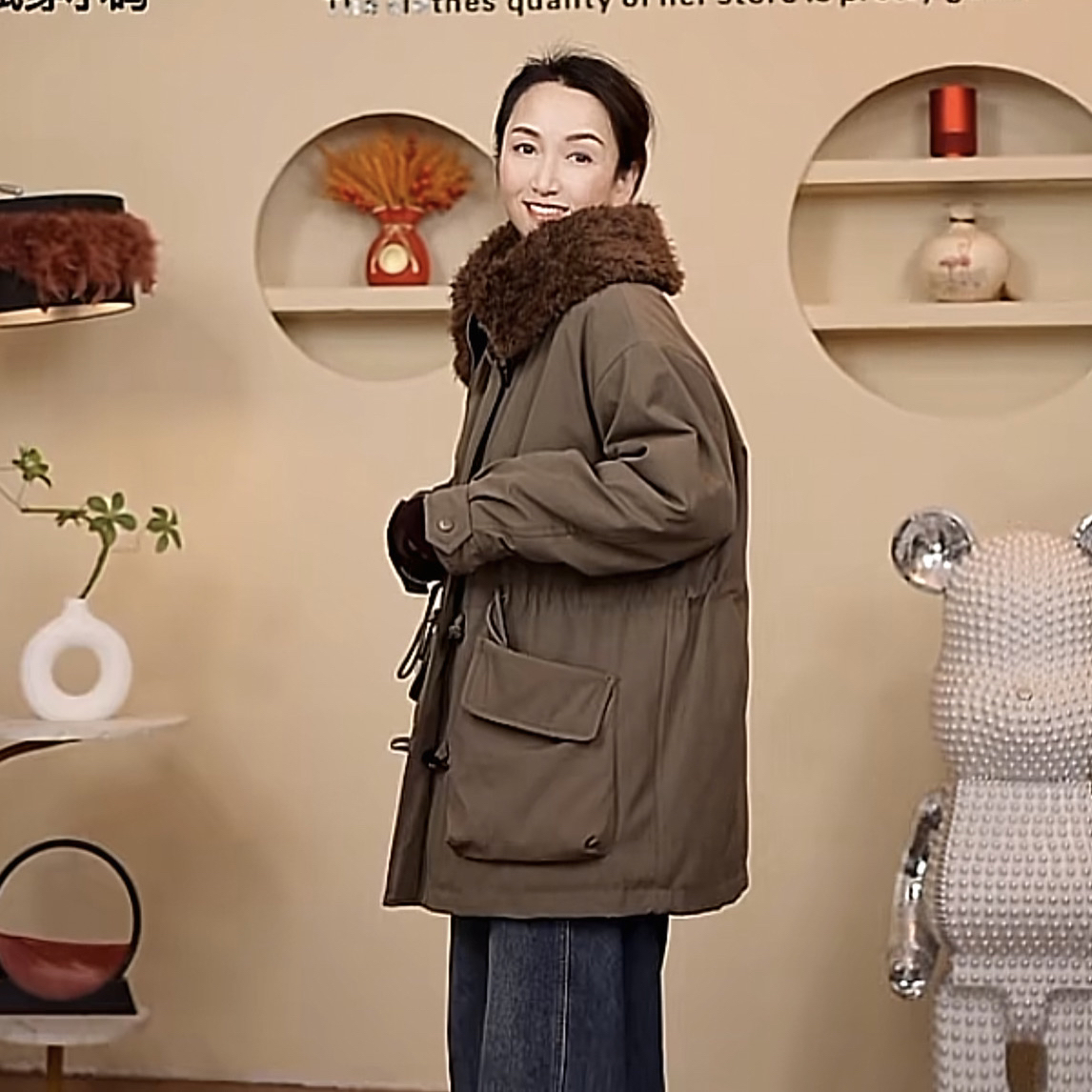 冬季中长款派克服宽松百搭保暖高级感慵懒风大毛领加厚加绒外套女