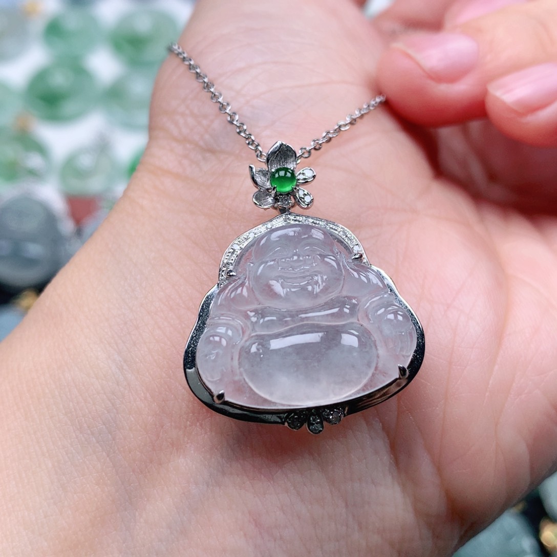 翡翠吊坠(不含链)18K金镶嵌