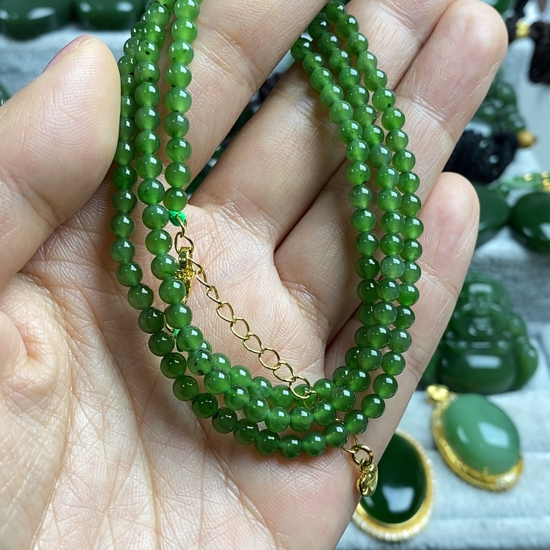 和田玉（碧玉）未镶嵌颈饰4mm