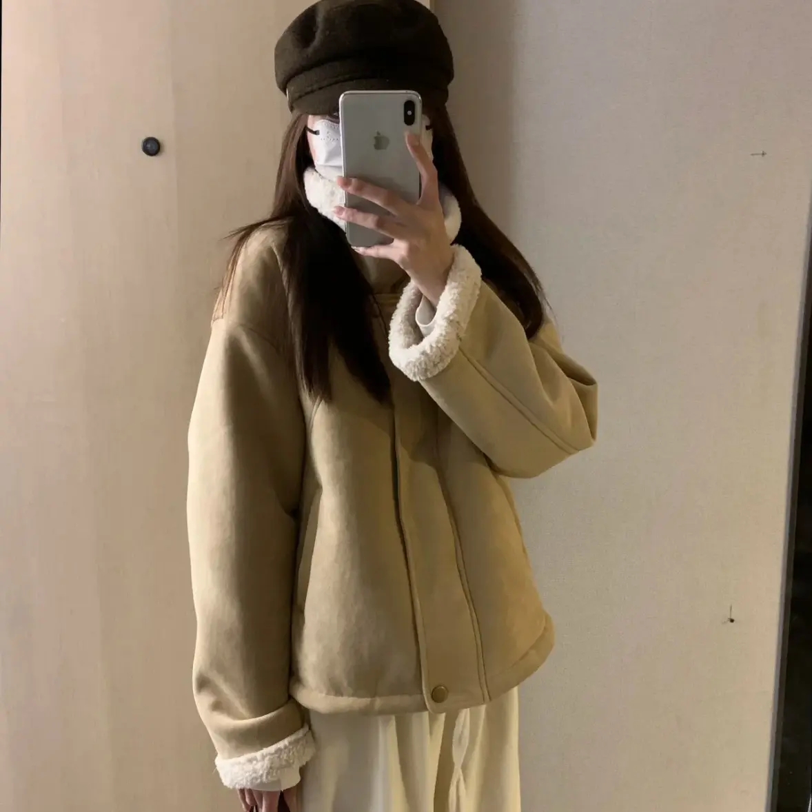 【冬上新】清仓加厚毛毛麂皮外套复古美拉德麂皮仿皮毛一体加厚外套