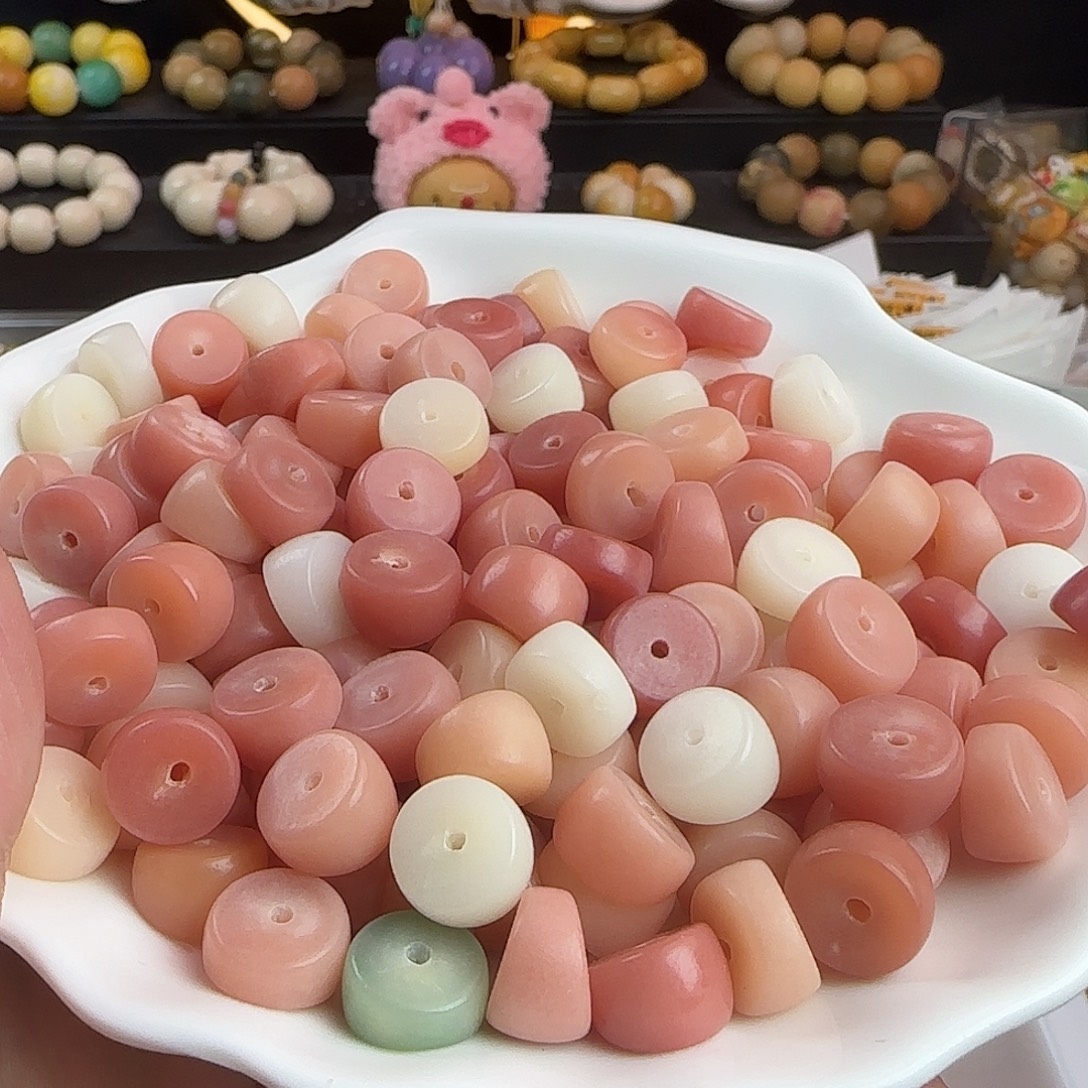 菩提根/象牙果手串微瑕疵卡12粉色大肠110颗