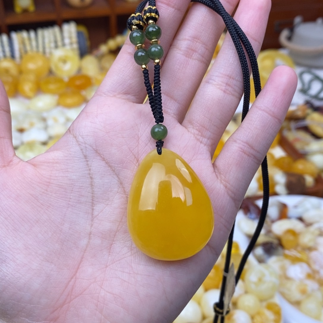 琥珀颈饰未镶嵌蜜蜡水滴