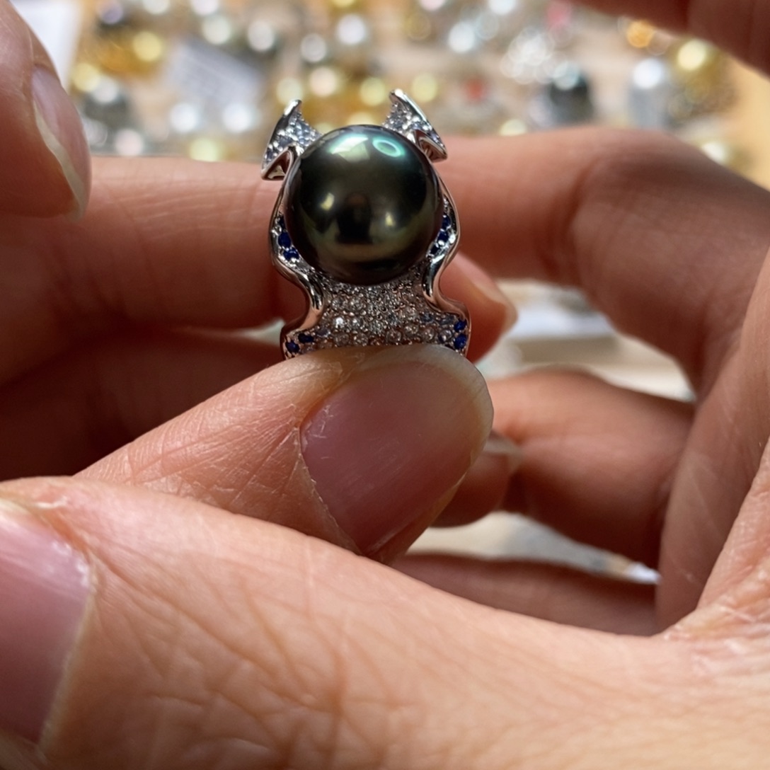 海水珍珠戒圈银S925镶嵌