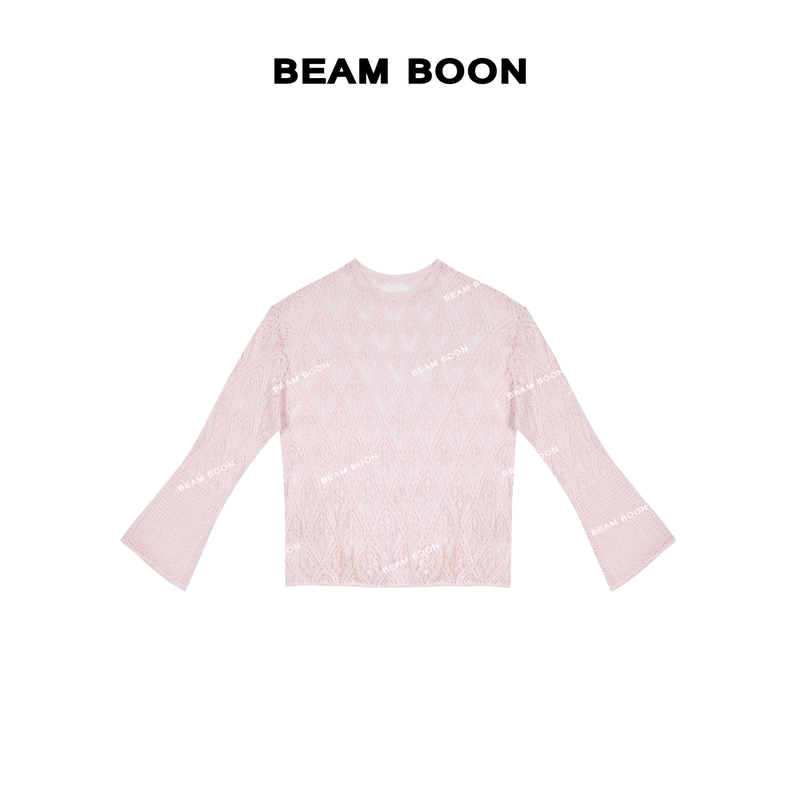Beam Boon |【桃桃莓莓】轻盈进口和纸纱天丝混纺镂空针织上衣