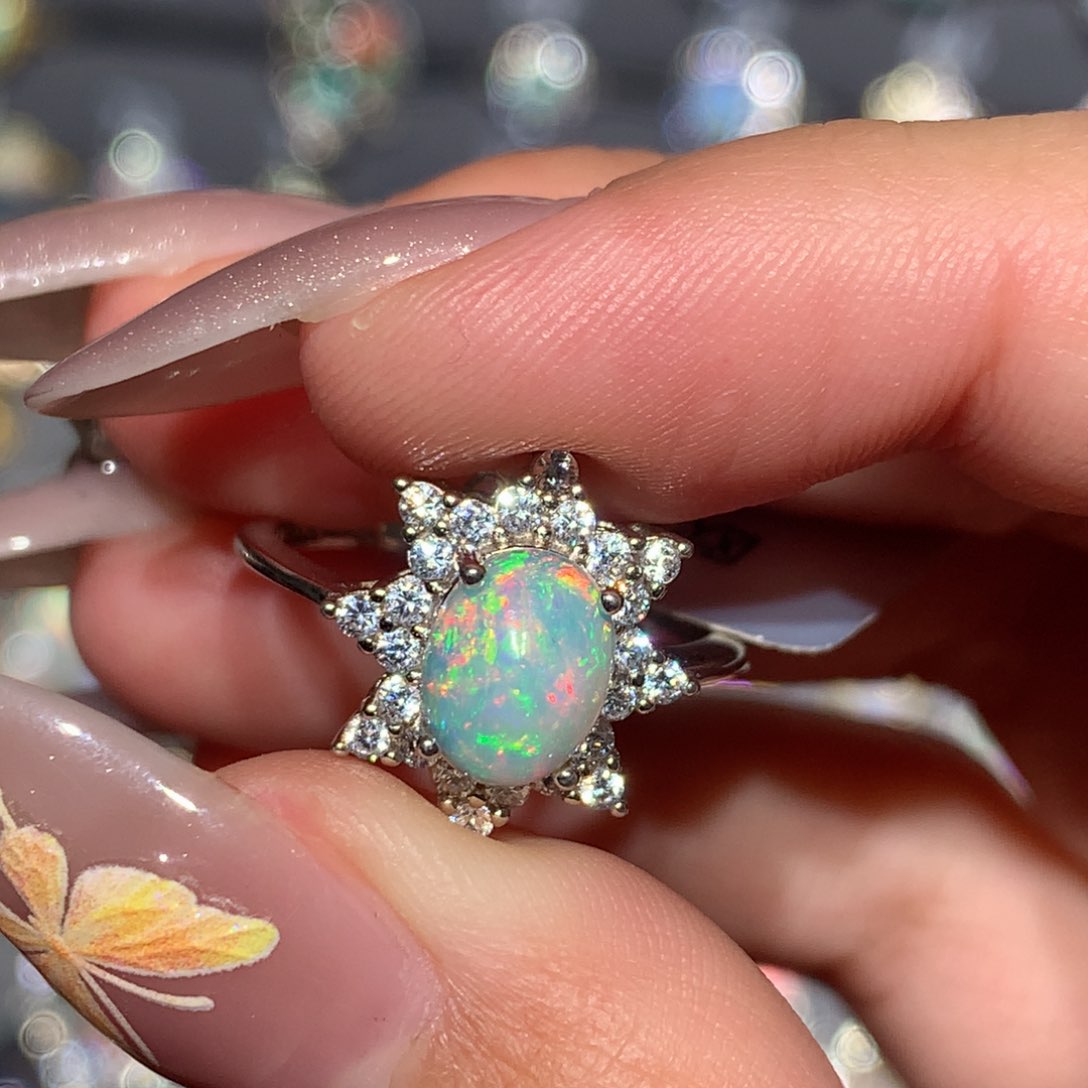 欧泊银S925镶嵌欧泊戒指y