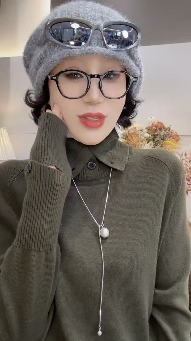 [68岁小姐姐]韩系翻领时尚软糯百搭经典针织衫D25HDW6 0508