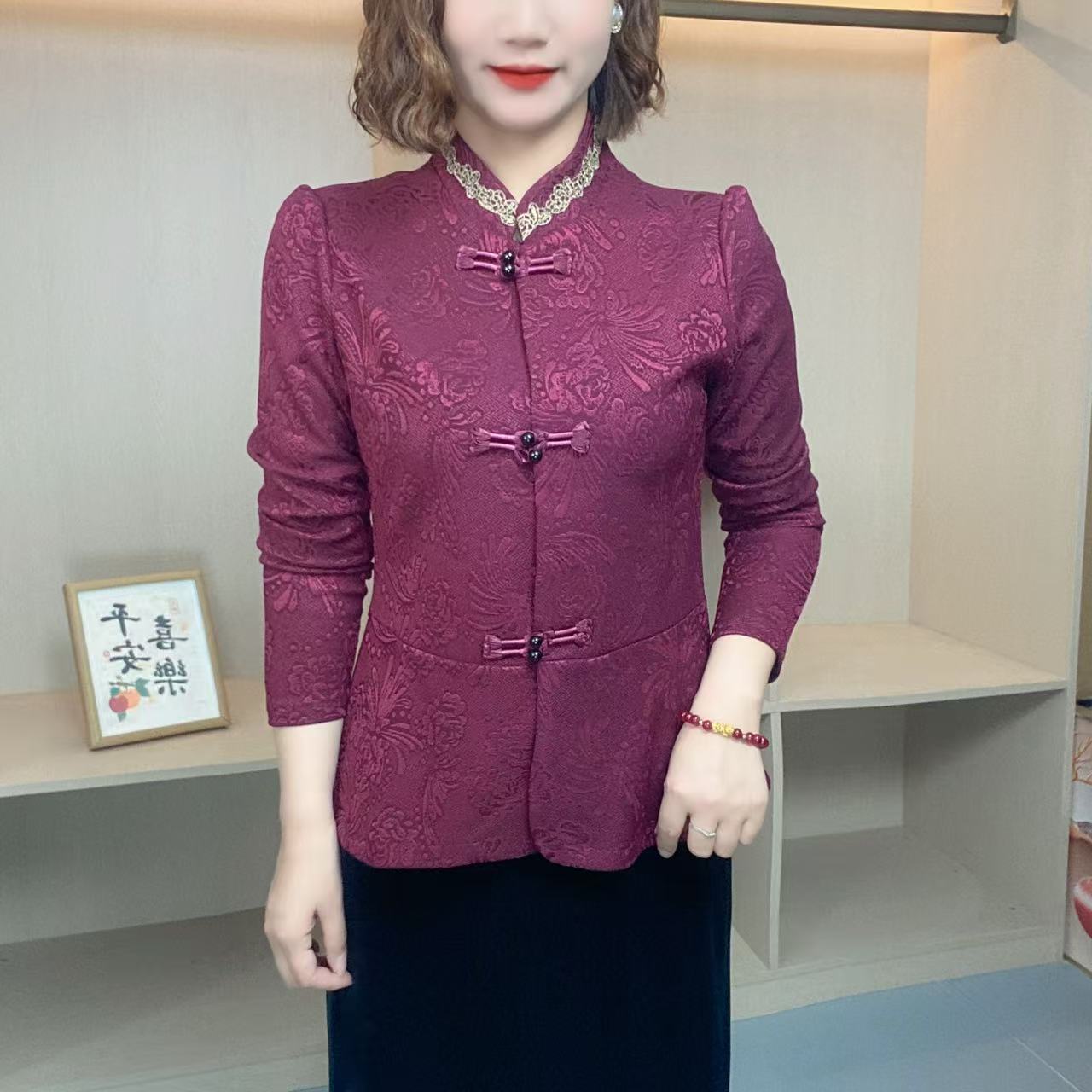 新款立领盘扣新中式复古显瘦百搭气质减龄外套时尚洋气女士上衣