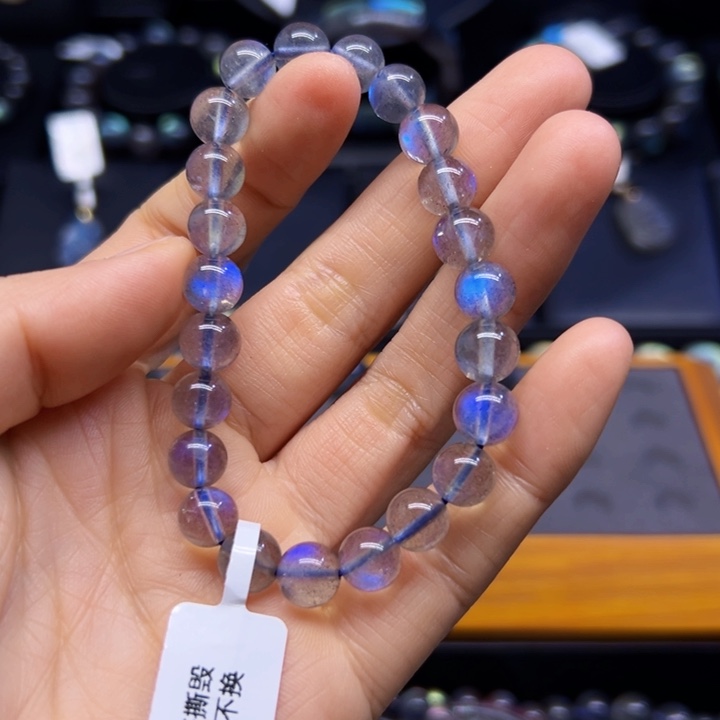 拉长石手串未镶嵌盘***圆8.2左右