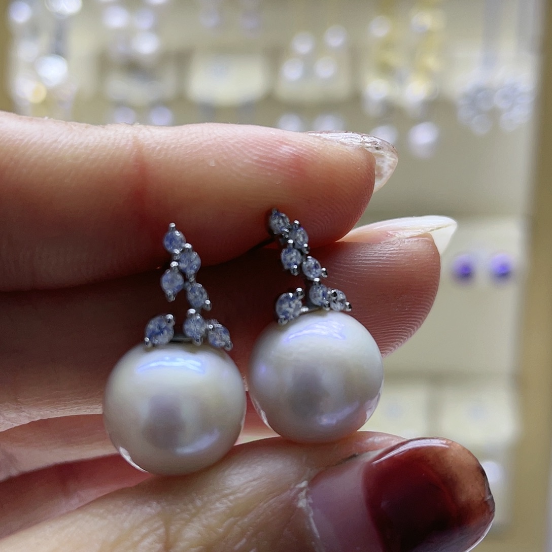 淡水珍珠耳饰银S925镶嵌