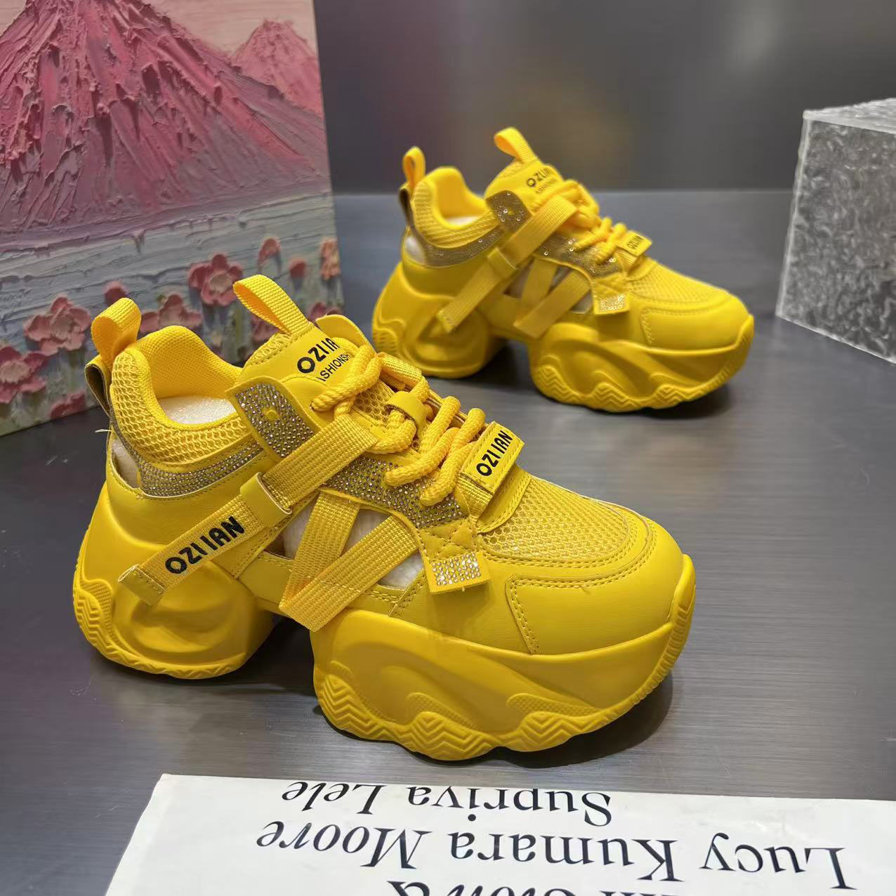 【璀璨星河】欧货拼色老爹鞋女夏季百搭透网轻便休闲2025新款鞋