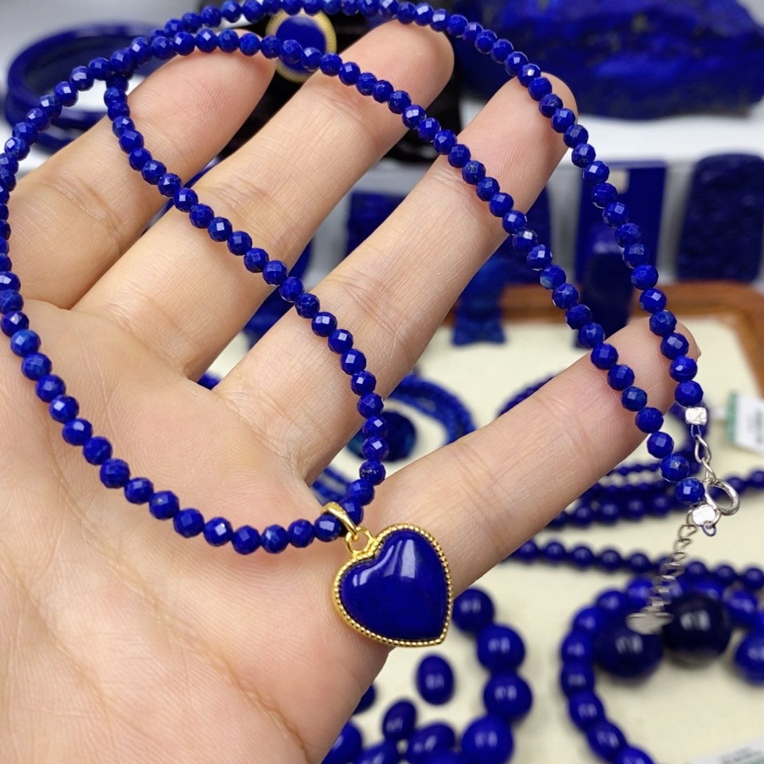 青金石颈饰银S925镀金镶嵌