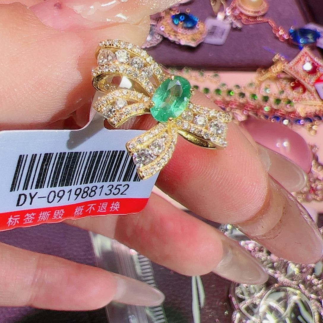 祖母绿戒指银S925镶嵌