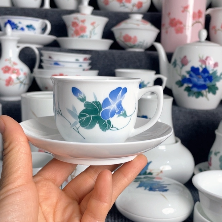 景德镇咖啡杯牵牛花