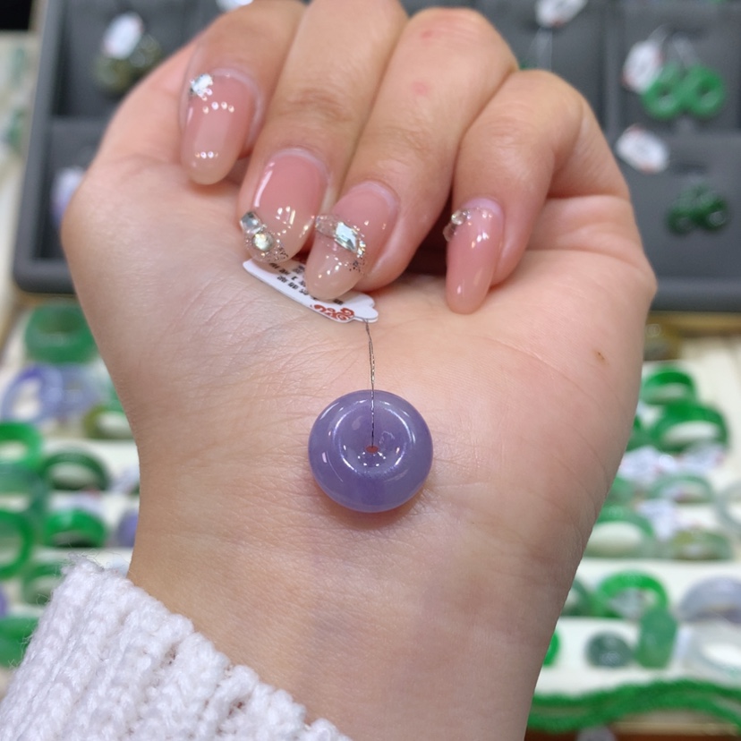 【闪购商品】翡翠戒指未镶嵌满冰紫平安扣