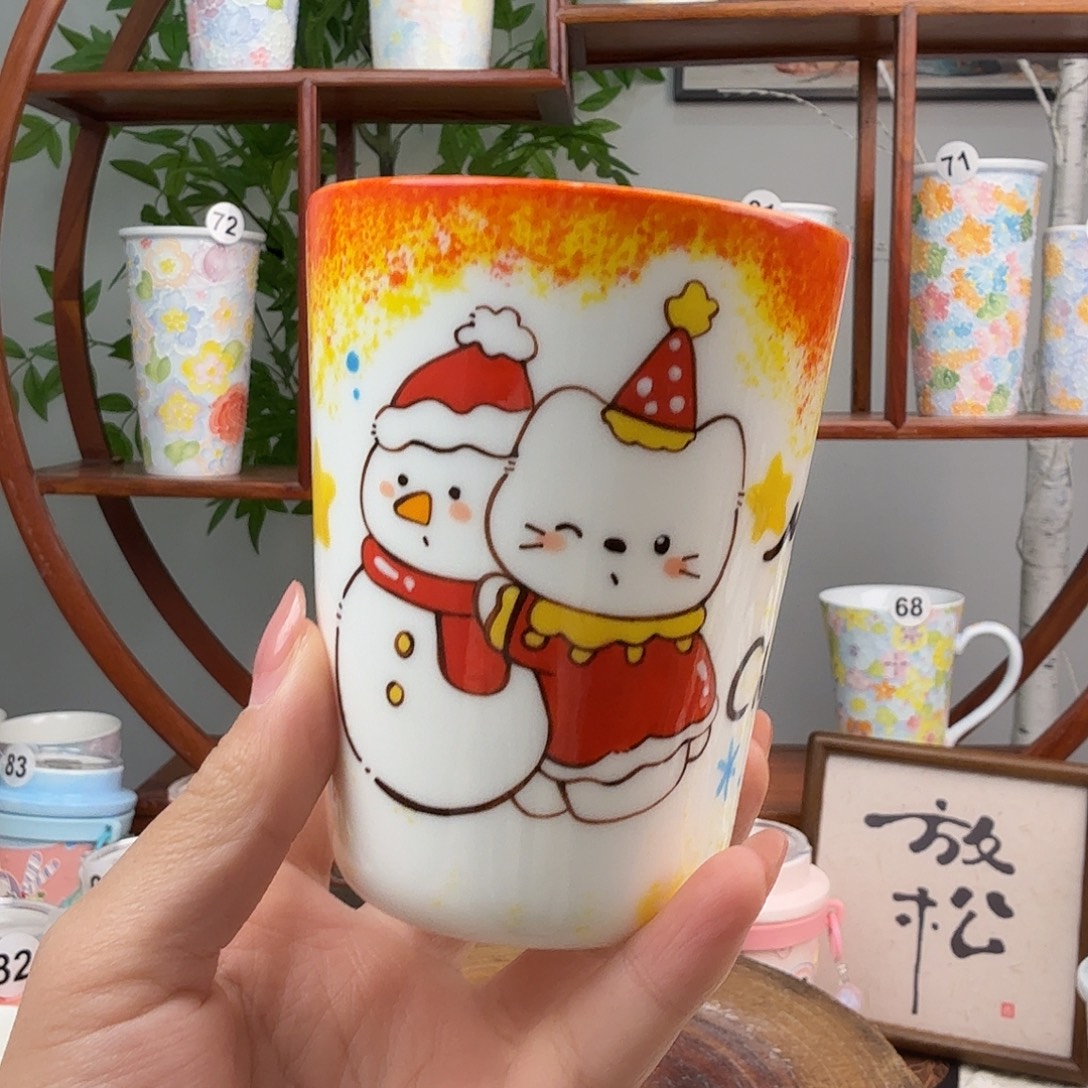 陶8景德镇手绘高温釉下彩玉泥