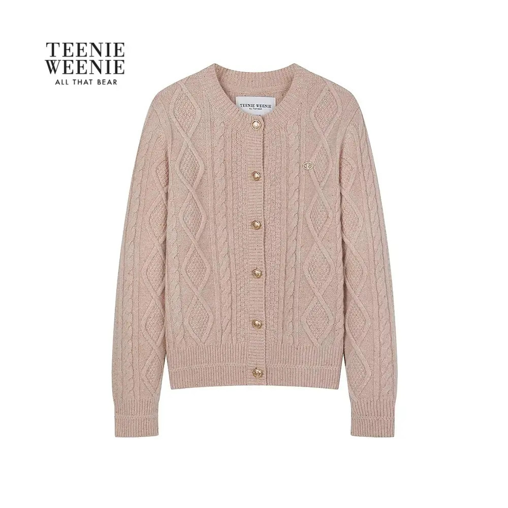 *TeenieWeenie小熊女毛针织衫25休闲舒适圆领提花开衫TTCK254TC2E