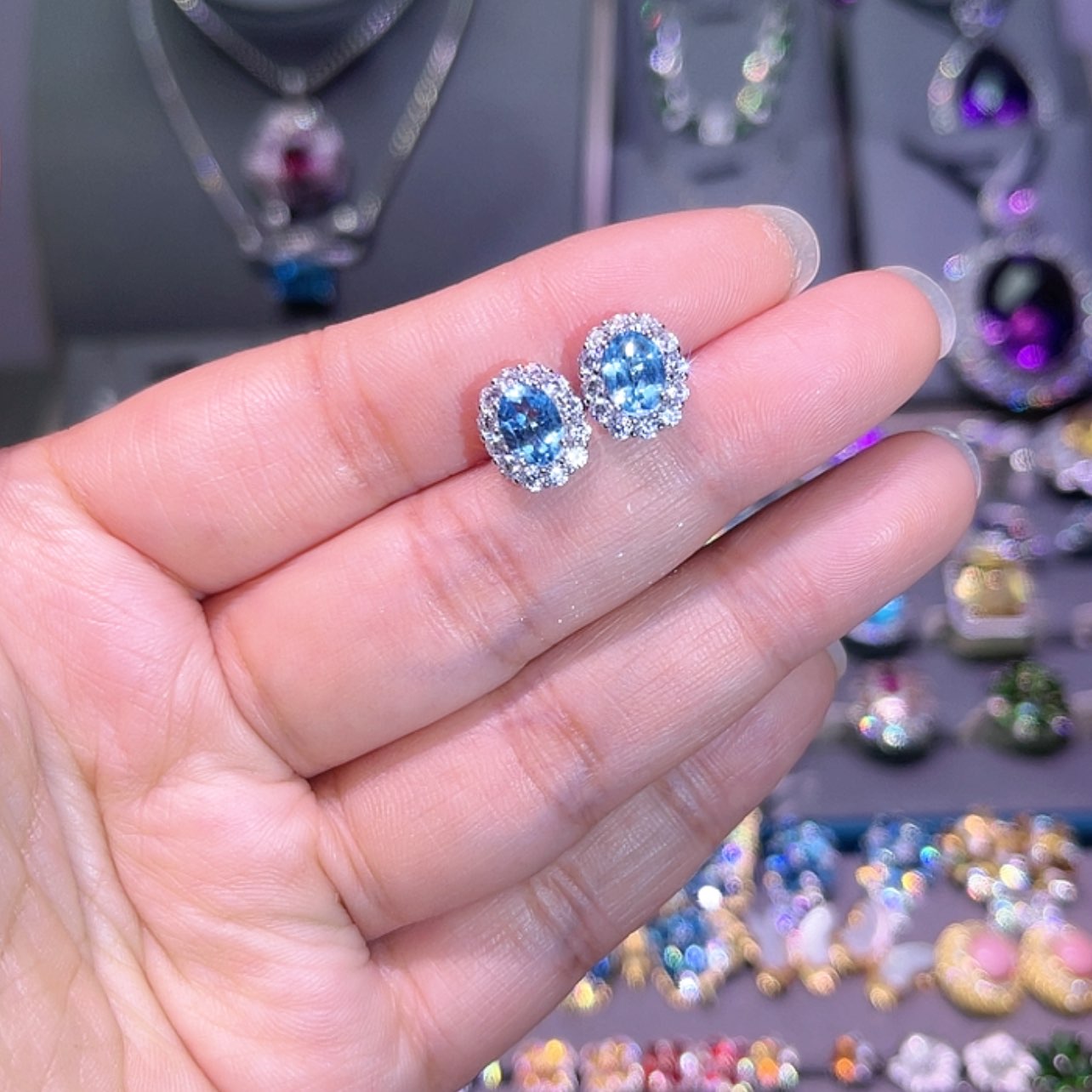 【闪购商品】托帕石耳饰银S925镶嵌