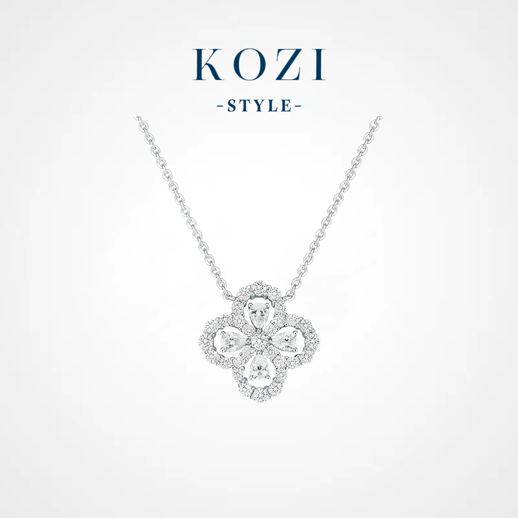 WANXI 镀K金 满钻四叶花项链精工版