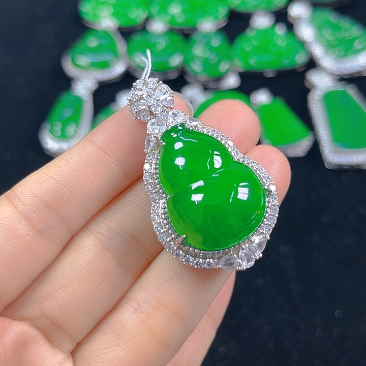 翡翠银S925镶嵌吊坠(不含链)