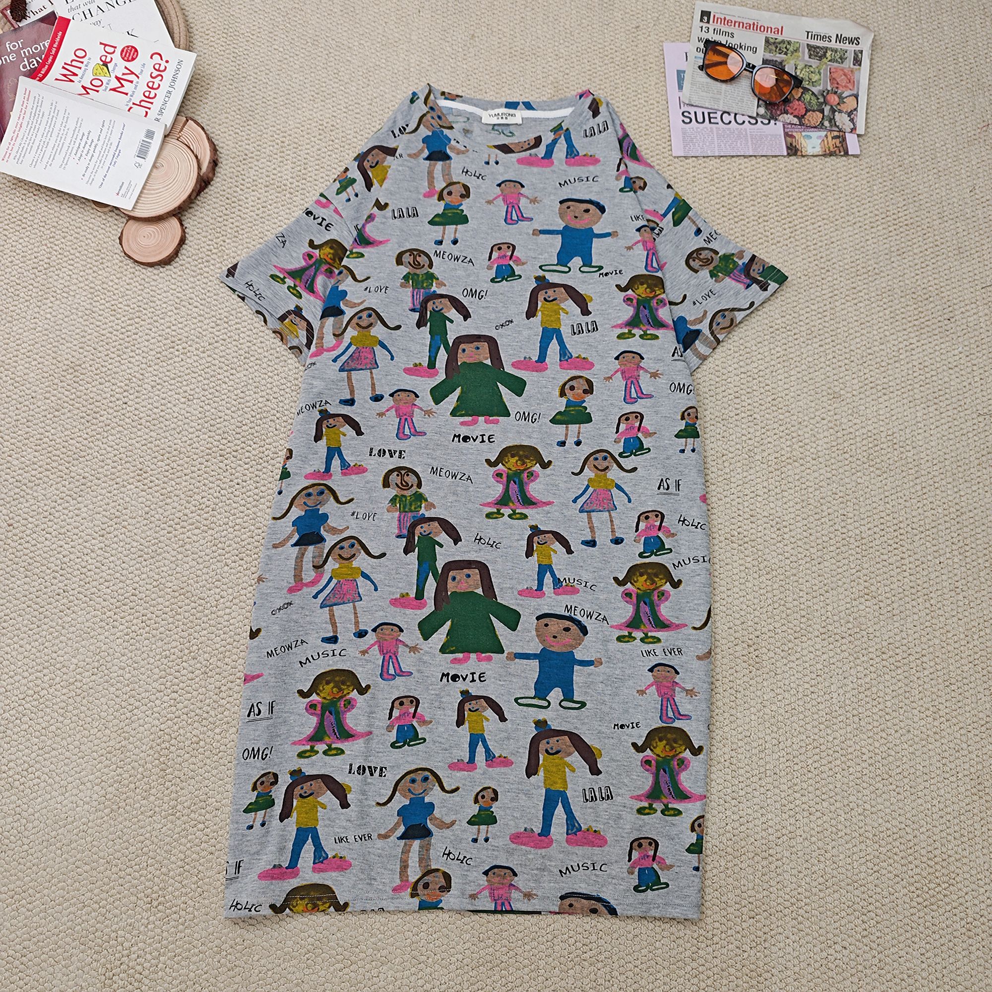 2025夏季新款卡通印花短袖连衣裙2639