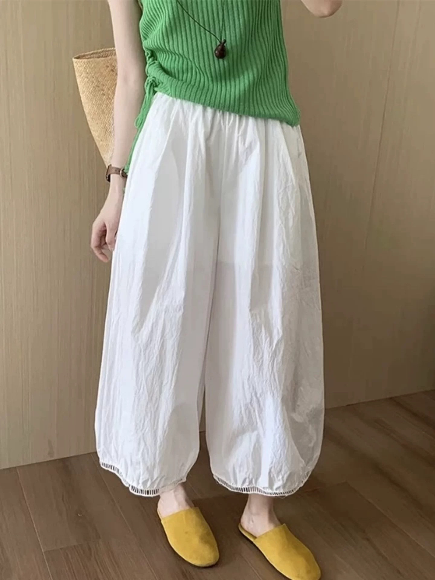 韩系设计感灯笼裤女2025夏季新款爆款休闲花苞裤宽松九分裤阔腿裤