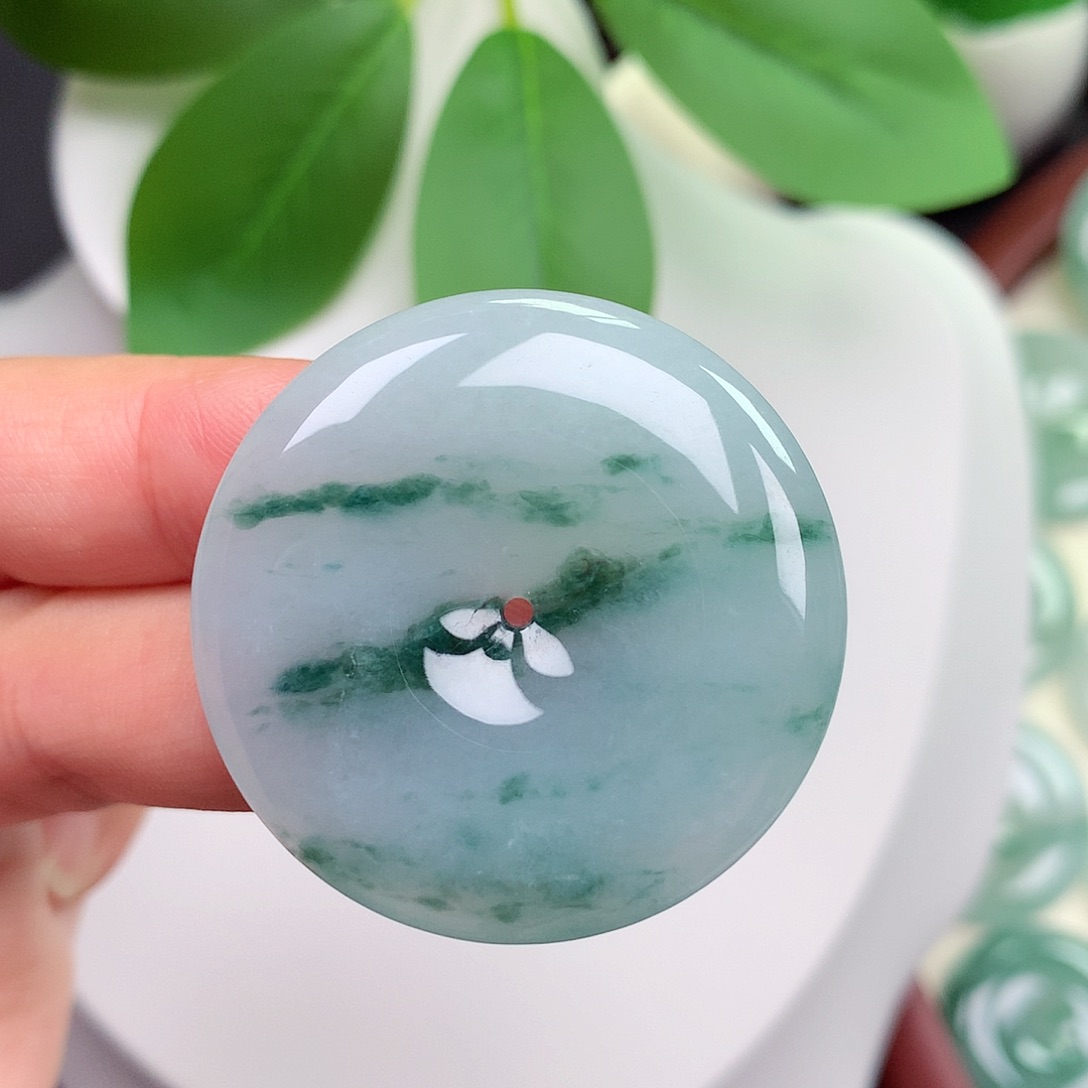 颈饰未镶嵌翡翠平安扣 35.7x6.0mm