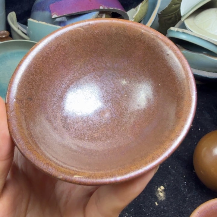 净***心斗笠盏柿叶红釉清凉寺窑口