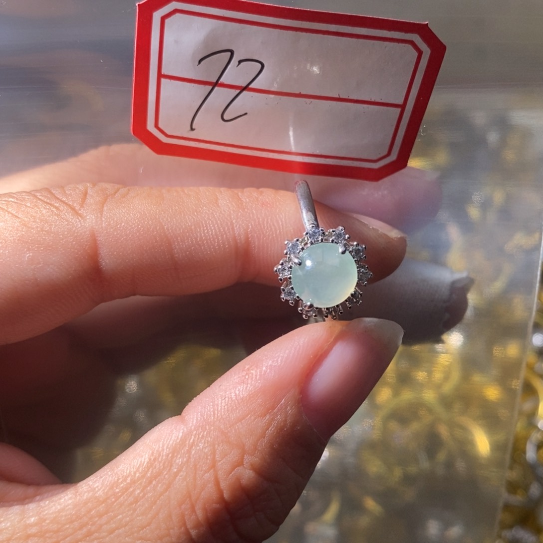 翡翠戒指银S925镶嵌翡翠首饰