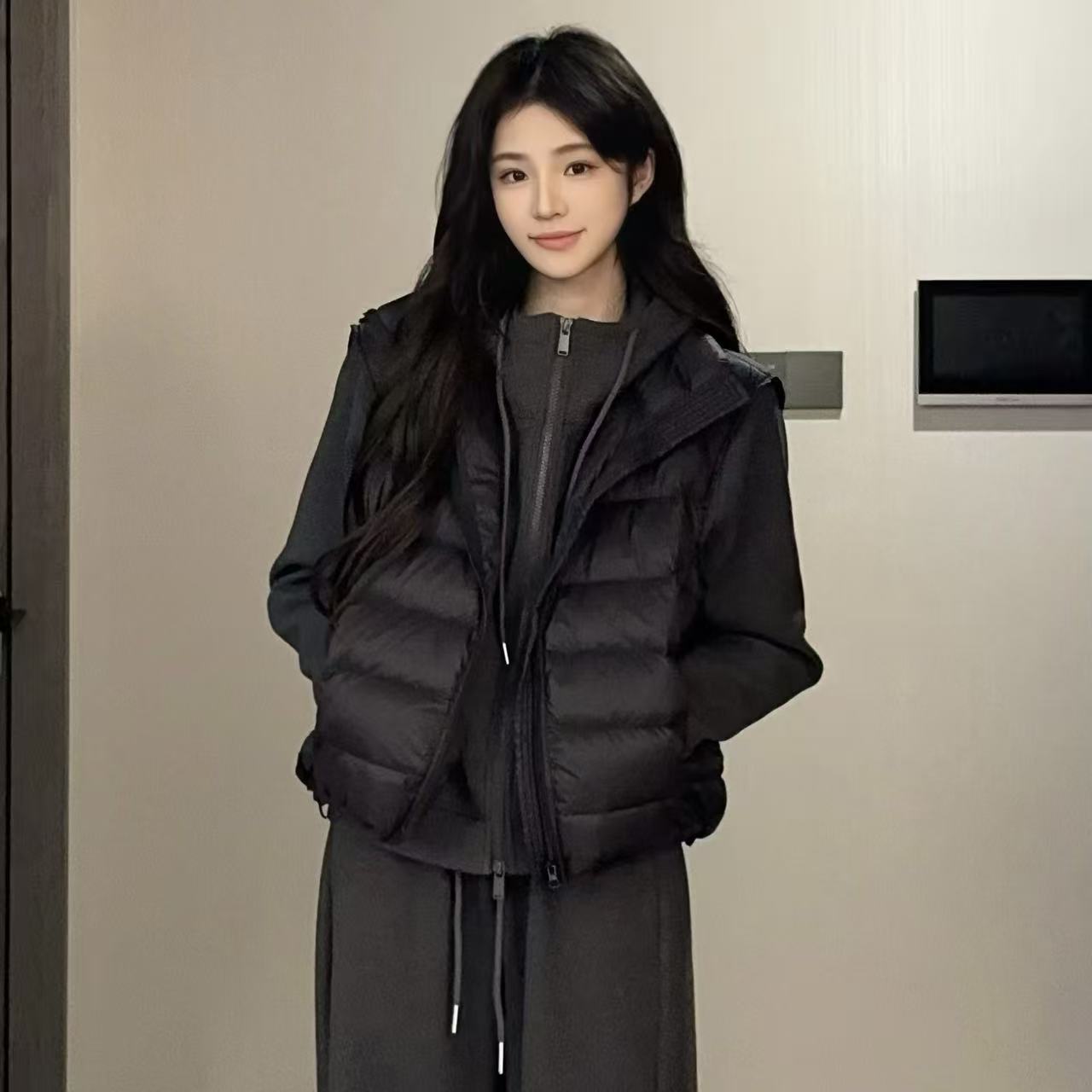 韩版立领龟背排骨白鸭绒马甲女秋冬新款无袖百搭坎肩马夹上衣