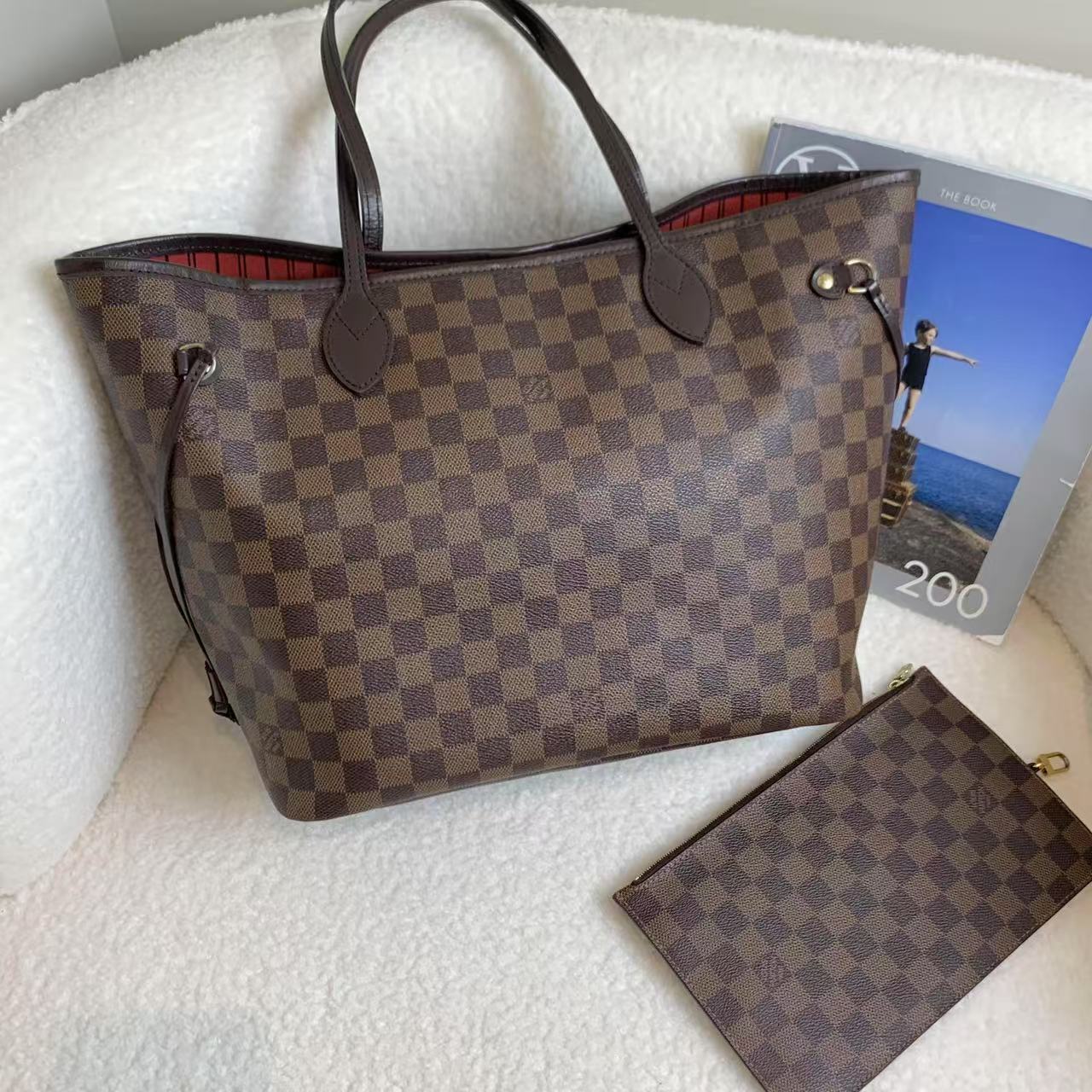 95新 LouisVuitton/路易威登 壹臻/棕棋盘Neverfull中号 79093465