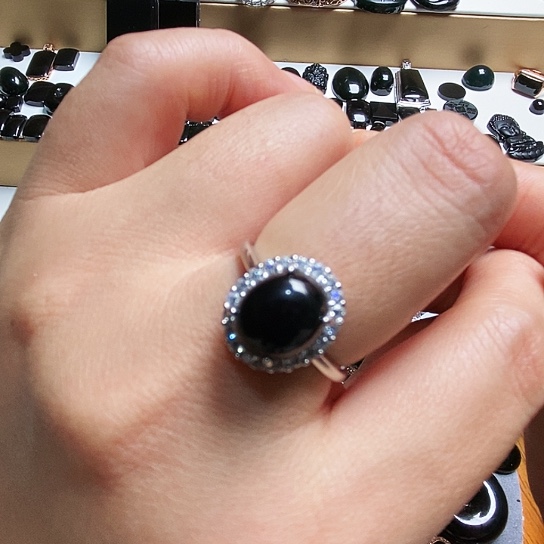 翡翠银S925镶嵌戒指