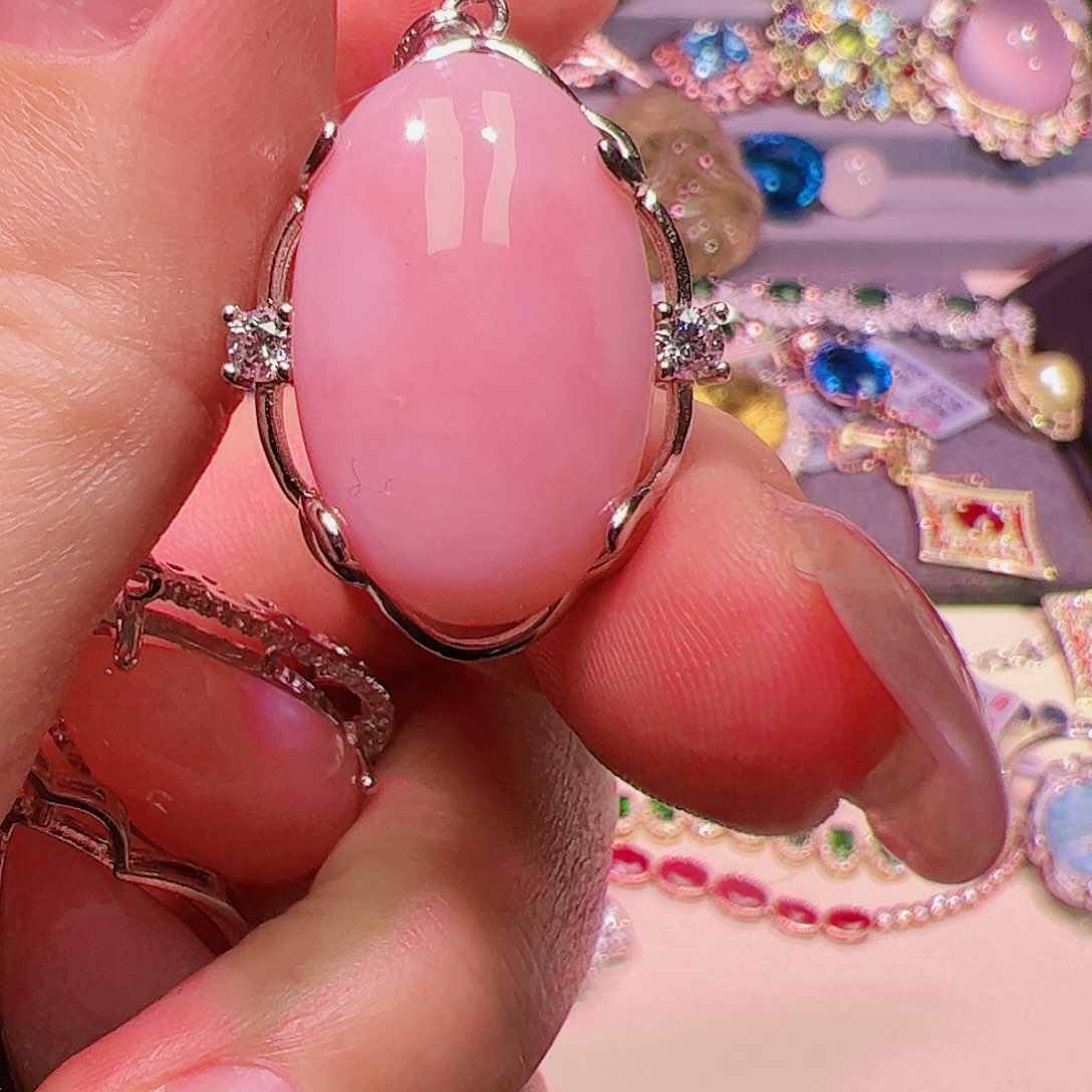 蛋白石欧泊吊坠银S925镶嵌