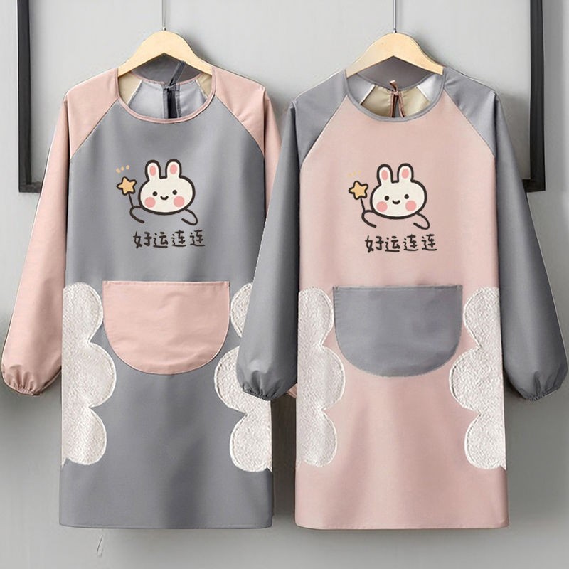 长袖围裙女防水防油厨房餐饮专用工作服男士新款网红家用罩衣CGL