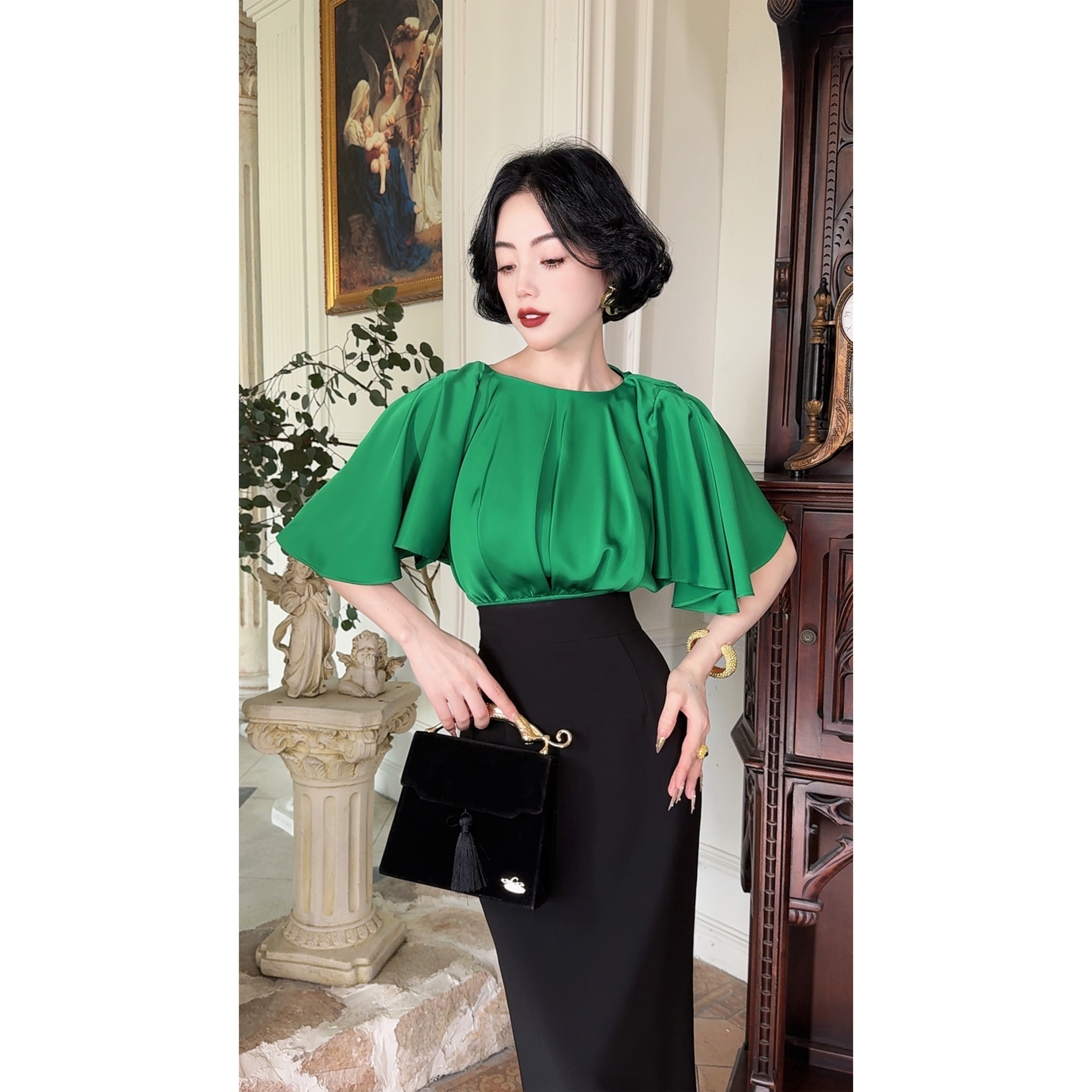 LYXJ【波拿巴绿宝石】夏季设计感透气上衣11270