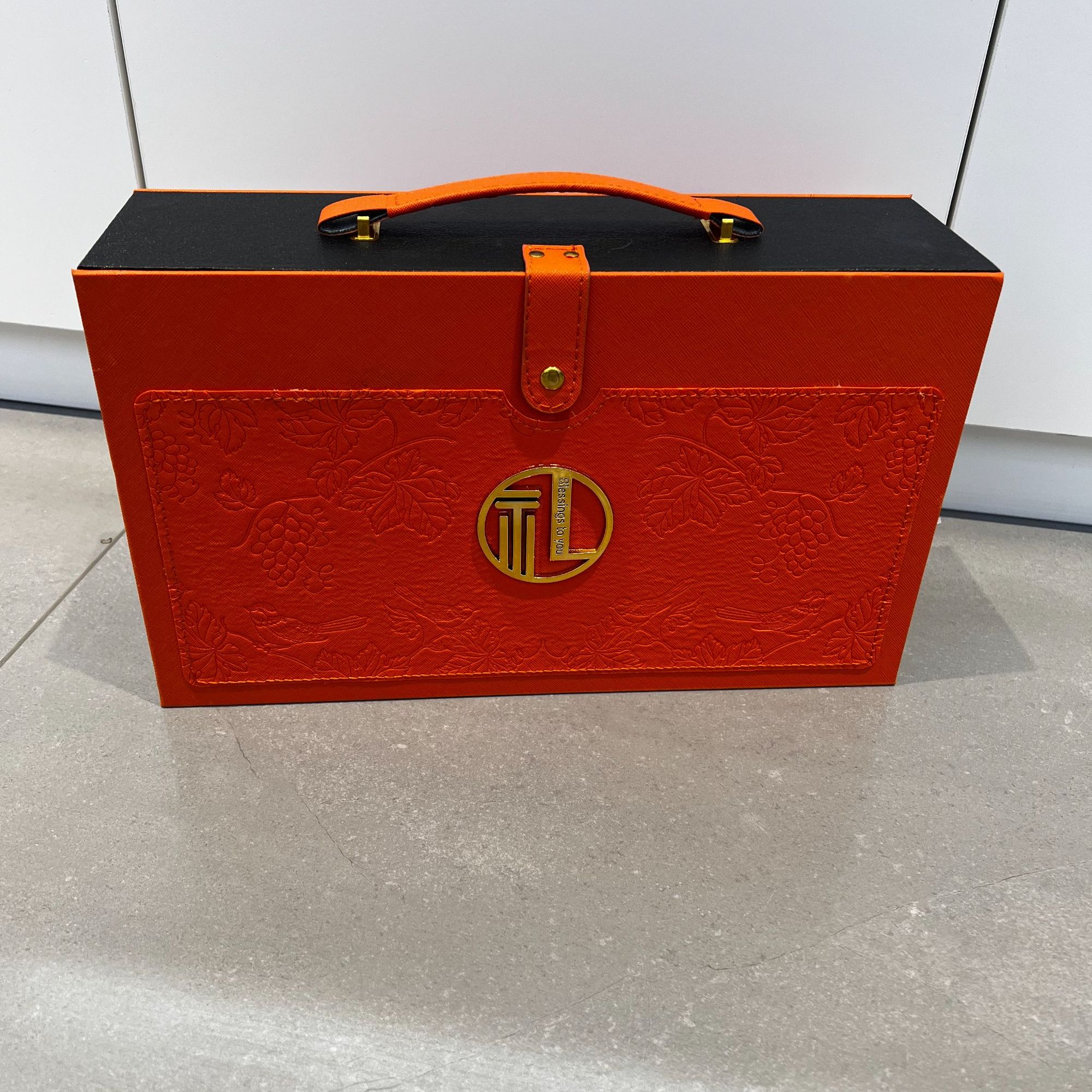 高端礼盒蓝色时尚复古国风简约大容量中式绿色古典奢华方形木质