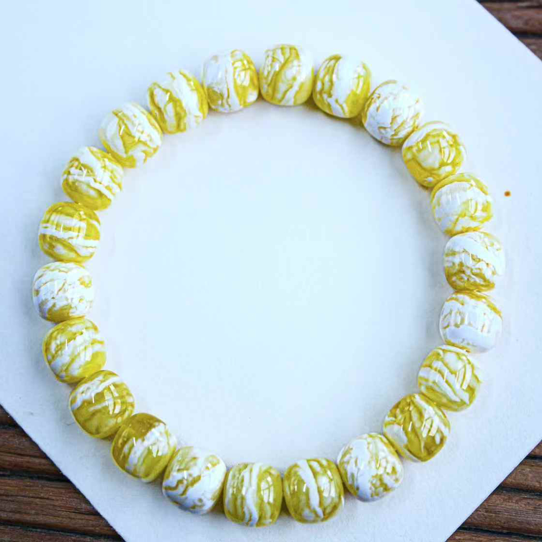 同料老型手串10mm俄料漆瓷白虎皮老型手串，颗颗顺纹虎皮13.32克