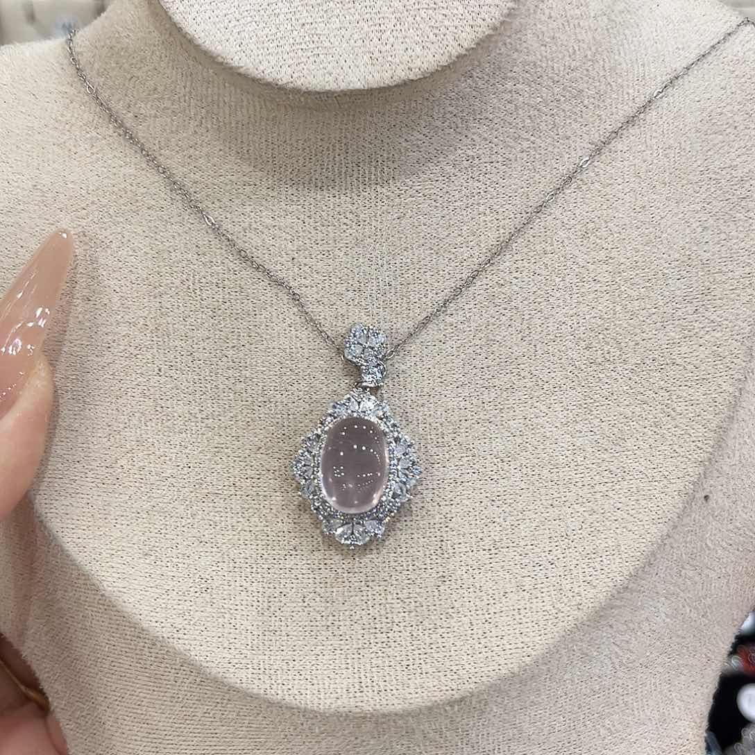 比****芙蓉石吊坠(赠链)银S925镶嵌