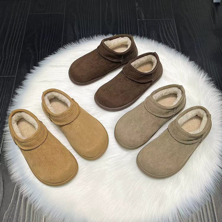 复古小土豆加绒勃肯鞋女2025冬季新款加厚一脚蹬保暖雪地靴棉鞋