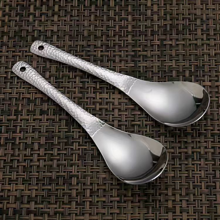 【天宇国际】复古式锤点勺不锈钢锤纹勺家用餐勺吃饭勺【2个装】