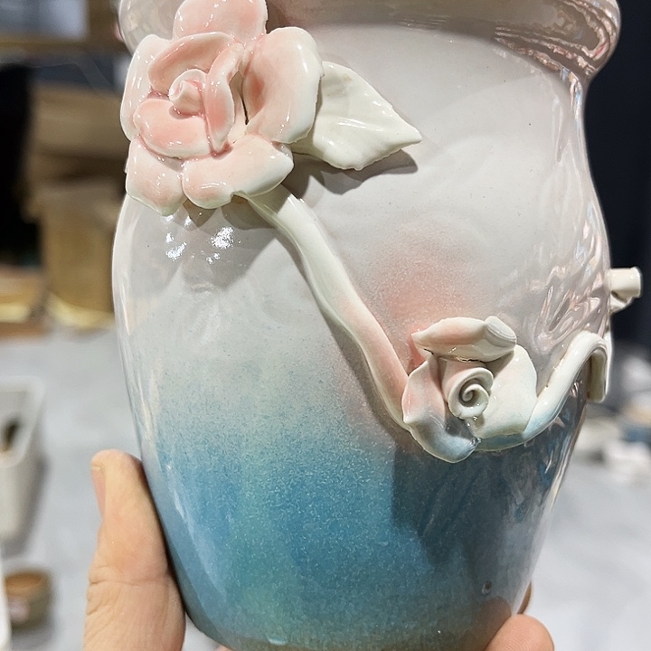 瓷片花盆多肉植物艺术品