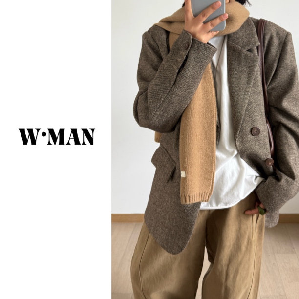 W·MAN“慵懒感”羊毛花纱薄呢料氛围感西装外套