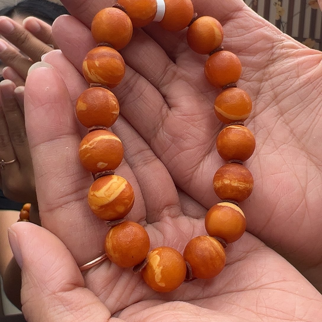裸石琥珀未镶嵌阳*橘皮手串13mm