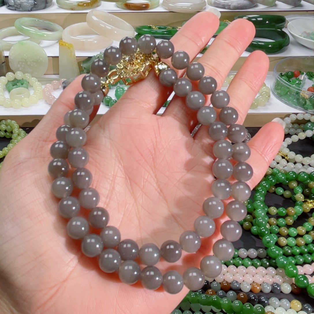 和田玉项链未镶嵌紫粉色项链