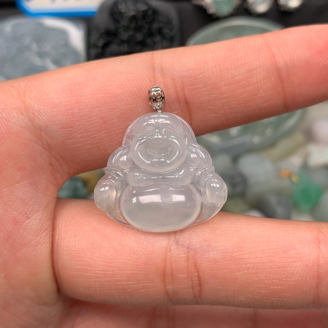 翡翠18K金镶嵌颈饰佛公